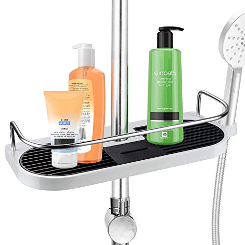 homeasy Estante para Baño, Estantería de Ducha Ajustable Sin Taladro con Ganchos, Artículos de Baño para Varilla de Ducha de 19mm-25mm(Blanco) homeasy Estante para Baño, Estantería de Ducha Ajustable Sin Taladro con Ganchos, Artículos de Baño para Varilla de Ducha de 19mm-25mm(Blanco)