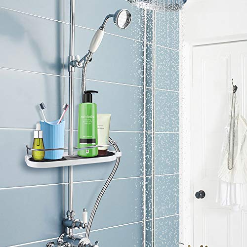homeasy Estante para Baño, Estantería de Ducha Ajustable Sin Taladro con Ganchos, Artículos de Baño para Varilla de Ducha de 19mm-25mm(Blanco) homeasy Estante para Baño, Estantería de Ducha Ajustable Sin Taladro con Ganchos, Artículos de Baño para Varilla de Ducha de 19mm-25mm(Blanco)