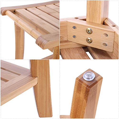 HOMECHO Tabuerte de Ducha de Bambú con Estante para Almacenamiento y Caja de Jabón Taburete de Baño Ergonómico y Antideslizante para Baño 60 x 33 x 46cm HOMECHO Tabuerte de Ducha de Bambú con Estante para Almacenamiento y Caja de Jabón Taburete de Baño Ergonómico y Antideslizante para Baño 60 x 33 x 46cm