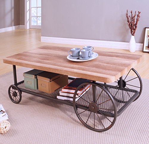 Homely - Mesa de Centro de Estilo Vintage Rules con revistero 120x59 cm Homely - Mesa de Centro de Estilo Vintage Rules con revistero 120x59 cm