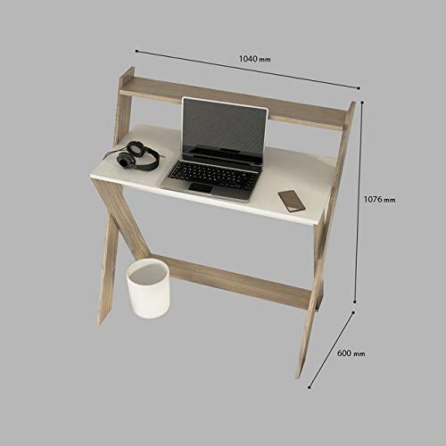 Homemania - Escritorio de terraza de Color Blanco y Cordoba, de aglomerado de 18 mm - Mueble de diseño para Oficina, Estudio, Dormitorio, Dimensiones del Producto: 104 x 60 x 107,6 cm, único