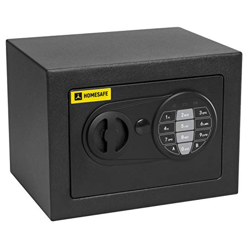 HomeSafe HV17E Caja fuerte Electrónica 17x23x17cm (HxWxD), Negro Satén de Carbón