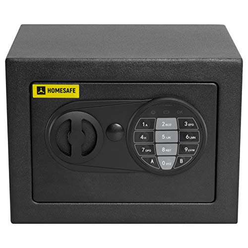 HomeSafe HV17E Caja fuerte Electrónica 17x23x17cm (HxWxD), Negro Satén de Carbón