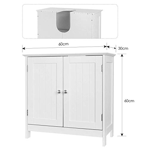 Homfa 2 Estantes Mueble para Debajo del Lavabo Armario para Cuarto de Baño Blanco, Madera contrachapada, 60x60x30CM Homfa 2 Estantes Mueble para Debajo del Lavabo Armario para Cuarto de Baño Blanco, Madera contrachapada, 60x60x30CM