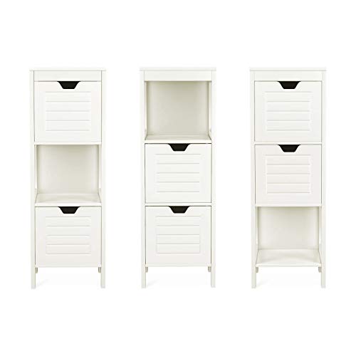 Homfa Armario de Suelo para baño Mueble Columna 1 Estantes y 2 Cajones 30x30x89cm Homfa Armario de Suelo para baño Mueble Columna 1 Estantes y 2 Cajones 30x30x89cm