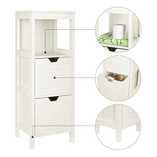 Homfa Armario de Suelo para baño Mueble Columna 1 Estantes y 2 Cajones 30x30x89cm Homfa Armario de Suelo para baño Mueble Columna 1 Estantes y 2 Cajones 30x30x89cm