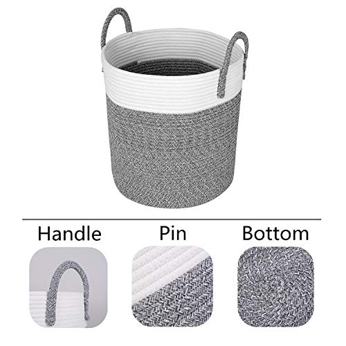 Homfa Cesto para Colada 100L Cesto de Ropa de Almacenamiento de Cuerda de Algodón Natural para Salón Dormitorio Baño 33 x 38 x 33cm Blanco y Gris Homfa Cesto para Colada 100L Cesto de Ropa de Almacenamiento de Cuerda de Algodón Natural para Salón Dormitorio Baño 33 x 38 x 33cm Blanco y Gris