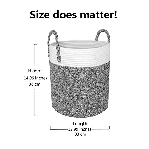 Homfa Cesto para Colada 100L Cesto de Ropa de Almacenamiento de Cuerda de Algodón Natural para Salón Dormitorio Baño 33 x 38 x 33cm Blanco y Gris Homfa Cesto para Colada 100L Cesto de Ropa de Almacenamiento de Cuerda de Algodón Natural para Salón Dormitorio Baño 33 x 38 x 33cm Blanco y Gris