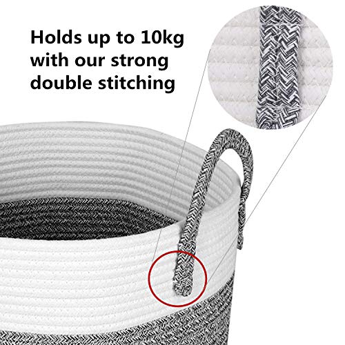 Homfa Cesto para Colada 100L Cesto de Ropa de Almacenamiento de Cuerda de Algodón Natural para Salón Dormitorio Baño 33 x 38 x 33cm Blanco y Gris Homfa Cesto para Colada 100L Cesto de Ropa de Almacenamiento de Cuerda de Algodón Natural para Salón Dormitorio Baño 33 x 38 x 33cm Blanco y Gris