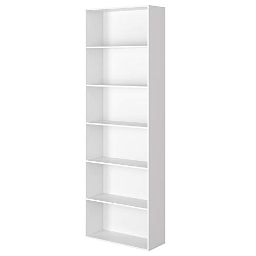 Homfa Estantería 6 Cubos Librerías para Libros CDs DVDs Estantería de Pared 60 x 23.5 x 180cm (Blanco)