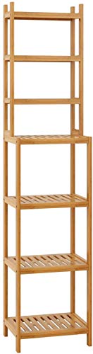 Homfa Estantería Bambú Baño Estantería Alta Almacenaje para Baño Salón Cocina Dormitorio con 7 Estantes Bambú Natural 36x28x160cm