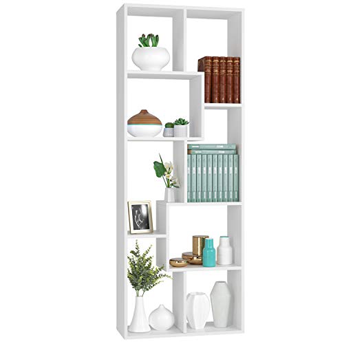 Homfa Estantería Librería Estantería de Pared Estantería para Libros Estantería Almacenaje con 8 Compartimentos Blanco 60X24X160cm