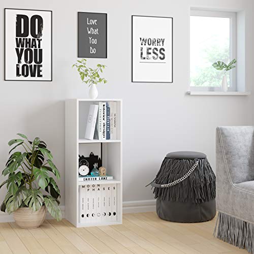 Homfa Estantería para Libros Estantería de Pared Librería con 3 Niveles para Salón Estudio Blanca 30x30x80cm Homfa Estantería para Libros Estantería de Pared Librería con 3 Niveles para Salón Estudio Blanca 30x30x80cm