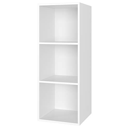 Homfa Estantería para Libros Estantería de Pared Librería con 3 Niveles para Salón Estudio Blanca 30x30x80cm