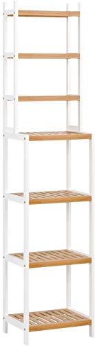 Homfa Estanterías separadas Bambú para baño con 7 Niveles (4 Grandes y 3 pequeños) (Bambú Blanco)