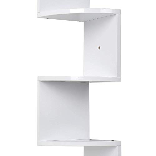 Homfa Estantes de Pared Juego de 5 Estanterías de Esquina Baldas Flotantes Madera Blanco 20x20x123cm