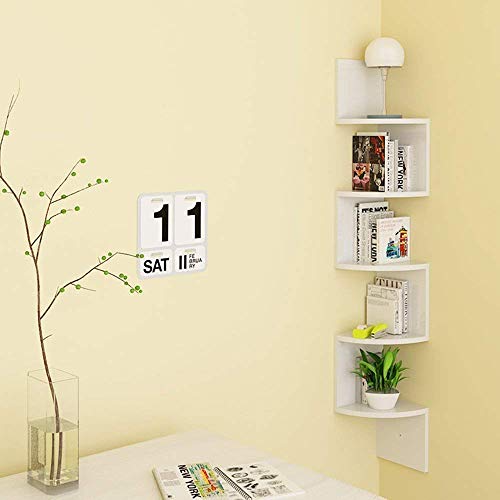 Homfa Estantes de Pared Juego de 5 Estanterías de Esquina Baldas Flotantes Madera Blanco 20x20x123cm