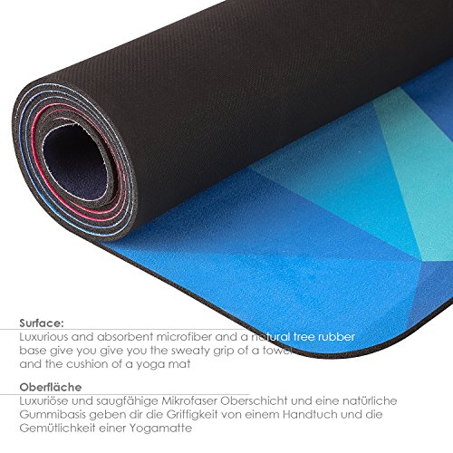 HOMFA Esterilla Yoga Antideslizante Yoga Mat 2-in-1 de Tapete y Toalla Double Capa 4.2mm de Grosor Colchoneta de yoga de Caucho Natural 185 x 67.4cm (Multicolores)