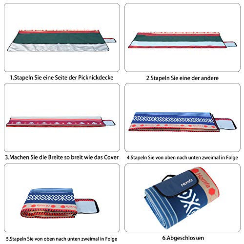 Homfa Manta de Picnic Impermeable Plegable Anti-Calor para Camping Playa Alfombra para Suelo Playa Jardín Parque de Franela para 4-8 Personas 200 x 200 x 0.2cm