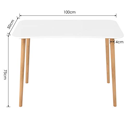 Homfa Mesa de Escritorio Mesa para Ordenador Escritorio para Estudio Oficina Dormitorio Blanco 100x50x75cm