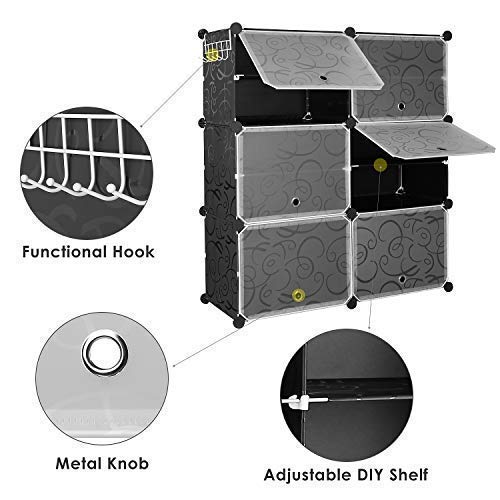 Homfa Zapatero Modular Portátil Zapatero para 20 Pares Zapatos Organizador para Zapatos con 5 Ganchos de 6 Cubos 10 Estantes Negro 80x30x91cm Homfa Zapatero Modular Portátil Zapatero para 20 Pares Zapatos Organizador para Zapatos con 5 Ganchos de 6 Cubos 10 Estantes Negro 80x30x91cm