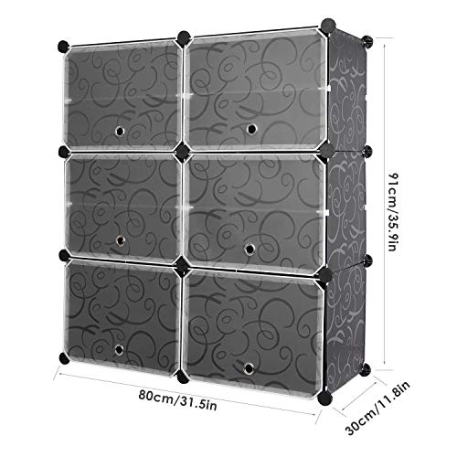Homfa Zapatero Modular Portátil Zapatero para 20 Pares Zapatos Organizador para Zapatos con 5 Ganchos de 6 Cubos 10 Estantes Negro 80x30x91cm Homfa Zapatero Modular Portátil Zapatero para 20 Pares Zapatos Organizador para Zapatos con 5 Ganchos de 6 Cubos 10 Estantes Negro 80x30x91cm