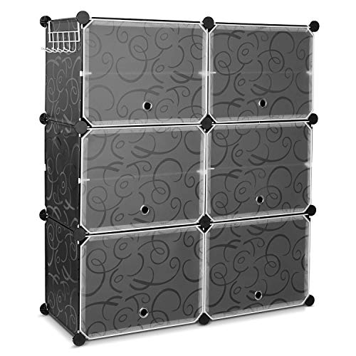 Homfa Zapatero Modular Portátil Zapatero para 20 Pares Zapatos Organizador para Zapatos con 5 Ganchos de 6 Cubos 10 Estantes Negro 80x30x91cm