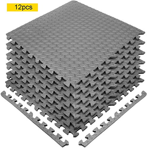 Homgrace Suelos de Gimnasio Eva Suelo Goma Alfombrilla Gimnasia Estilo de Enclavamiento Alfombrillas de Espuma para Protección (Gris, 12 Piezas) Homgrace Suelos de Gimnasio Eva Suelo Goma Alfombrilla Gimnasia Estilo de Enclavamiento Alfombrillas de Espuma para Protección (Gris, 12 Piezas)
