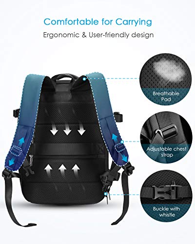 HOMIEE 38L Mochila de Viaje, 15.6 Pulgadas Mochila de Negocios Expandible, Mochila para Portátil, Cabina Mochila de Equipaje de Mano Antirrobo e Impermeable para Hombres y Mujere, Negro