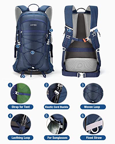 HOMIEE Mochila 45L, Mochila de Senderismo Impermeable, Tira Reflectante para Hombres Mujeres, Adecuada para Caminatas, excursiones, Macutos de Senderismo, Acampada, Estilo único Impermeable (Azúl)