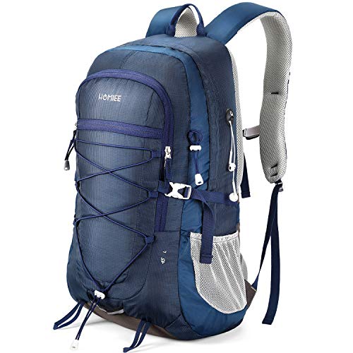 HOMIEE Mochila 45L, Mochila de Senderismo Impermeable, Tira Reflectante para Hombres Mujeres, Adecuada para Caminatas, excursiones, Macutos de Senderismo, Acampada, Estilo único Impermeable (Azúl)