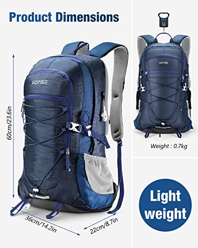 HOMIEE Mochila 45L, Mochila de Senderismo Impermeable, Tira Reflectante para Hombres Mujeres, Adecuada para Caminatas, excursiones, Macutos de Senderismo, Acampada, Estilo único Impermeable (Azúl)