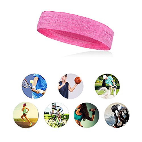 HoMore Diadema Sport Headband Banda Elástica, Cinta de Cabeza para Mujer Hombre, Sweatband para Correr, Yoga, Tenis, Voleibol, Baloncesto, Hacer Ejercicio - Rojo