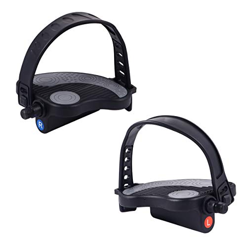 Homoyo - 1 par de pedales de bicicleta estática de plástico para bicicleta con correas para bicicleta de entrenamiento, Spin Bike (negro)