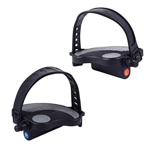 Homoyo - 1 par de pedales de bicicleta estática de plástico para bicicleta con correas para bicicleta de entrenamiento, Spin Bike (negro)