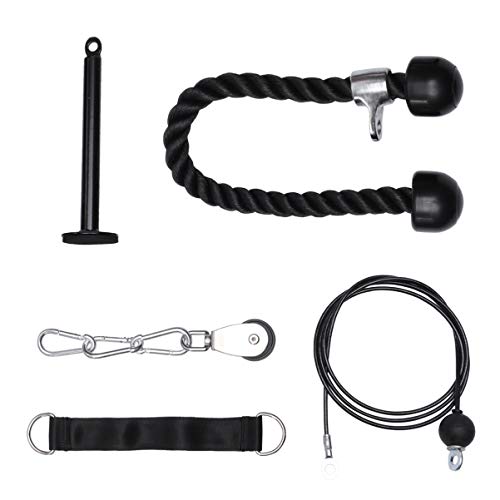 Homoyoyo Sistema de Cable de Polea Gimnasio Fitness Barra Recta Antebrazo Rodillo de Muñeca Entrenador para Jalones Laterales Rizos de Bíceps Equipo de Entrenamiento Físico