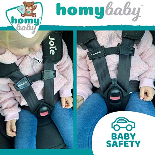 HOMYBABY Seguridad Bebes | Hebilla para Cinturon de Seguridad | Evita que el Niño Saque los Brazos del Arnés | Protector Arnes Bebe para Silla de Coche | Cierre Seguridad Bebe (Single)