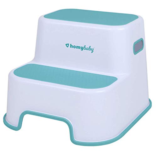 HOMYBABY Taburete Niños | Escalón Infantil con Superficie Antideslizante Reforzada para Lavabo, WC, Cocina, Cama | Alzador Adaptador WC niños | Taburete Baño Infantil color Turquesa