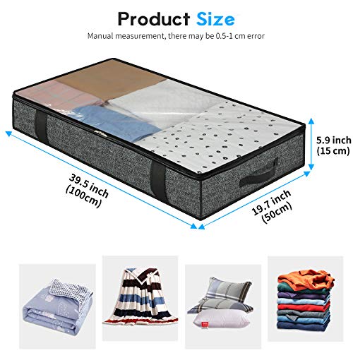 homyfort Juego de 2 Bolsa de Almacenamiento - para edredones Ropa Debajo de la Cama Bolsa de Almacenamiento con Cremallera y 4 Asas, Plegable, 100 x 50 x 15 cm, Negro Lino, DEXAUBBP2 homyfort Juego de 2 Bolsa de Almacenamiento - para edredones Ropa Debajo de la Cama Bolsa de Almacenamiento con Cremallera y 4 Asas, Plegable, 100 x 50 x 15 cm, Negro Lino, DEXAUBBP2
