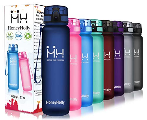 HoneyHolly Botella de Agua Deportes 350ml/500ml/800ml/1000ml/1500ml Sin Bpa & Apertura con un Solo botón Reutilizable Filtro Botella Gimnasio Tritan Plástico para Niños, Sport, Gimnasio, Trekking