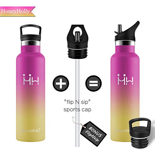 HoneyHolly Botellas Agua Acero Inoxidable, 750ml Reutilizable sin BPA Termos, Personalizada Cantimploras Botella para Niños, Bebé, Deportiva, Gimnasio, Bicicleta, Tazas Cafe Térmicas