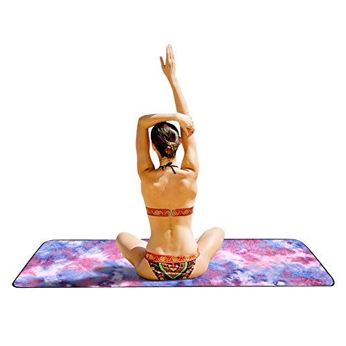 HONGBI Microfibra Toalla de Yoga Hot Manta Yoga,Ashtanga Bikram Toalla Deporte Antideslizante con Bolsa de Transporte Gratuita Púrpura 63X183CM