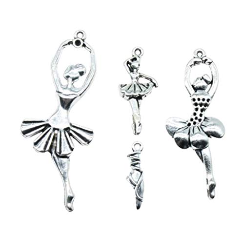 honggui 1111-40pcs/lote de colgantes de ballet para niña bailando de color plata envejecida, colgantes para pulseras y dijes de niña bailando honggui 1111-40pcs/lote de colgantes de ballet para niña bailando de color plata envejecida, colgantes para pulseras y dijes de niña bailando