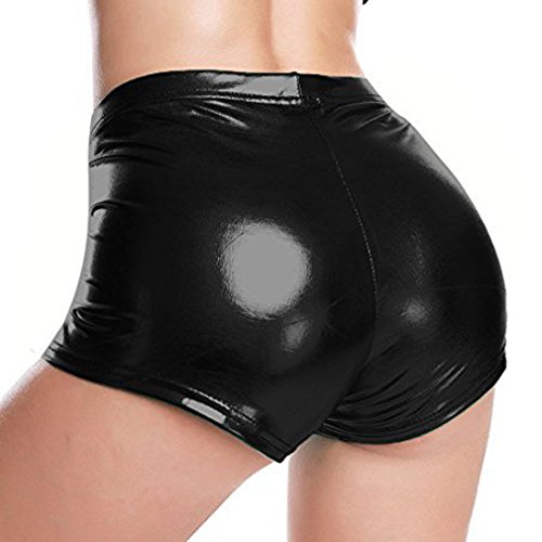 Honghu Ladies Ladies Shiny Sexy Mini Short Pant Hot Shorts Dance Clubwear Discoteca Dance Shorts M Negro