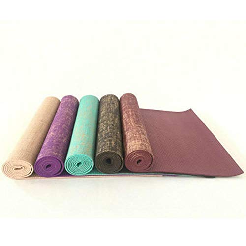 honghua Yute orgánico Yute Natural PVC Yoga Mat Nature Yoga Mat Venta Espesor 6Mm Material de Lino Yoga Mat 173 * 61Cm * 6Mm, Beige