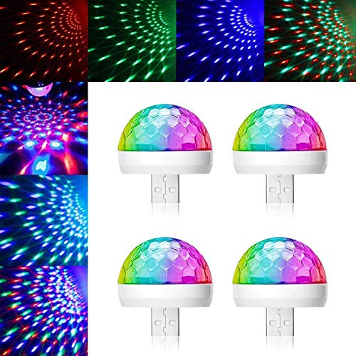 HONGLONG USB Mini Disco Light, 4PACKS, Lights DE FIESTE Bola Sonido ATROBE ATROBE, LUZ DE Fiesta USB DJ Lámparas LED para la Sala de hogar Cumpleaños DJ Bar Bar Karaoke Navidad Navidad Show