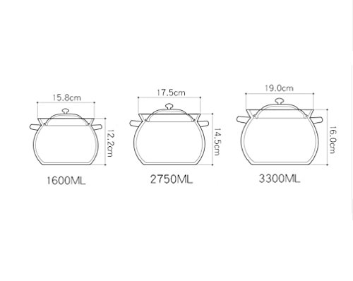 HongTeng Cazuela de guisado Olla Olla de Piedra hogar Abierto Fuego de cerámica Olla de Barro Sopa de Gas de Alta Temperatura Gachas de Avena día de la Madre Regalo del día del Padre (Size : 1600ml)