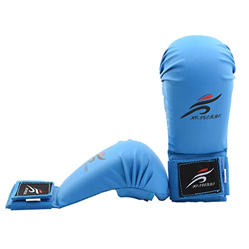 hongyupu Guantillas Karate Guantes Boxeo Mujer Guantes de Boxeo XL Guante de Boxeo de 10 onzas Golpe Guantes Guantes de Boxeo de Cuero PU Blue,M