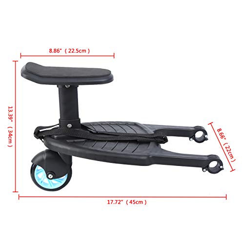 Honhill Mini Buggy Board con asiento Cochecito para el Segundo niño Pedal Auxiliar Conector extraíble Asiento y montaje (azul) Honhill Mini Buggy Board con asiento Cochecito para el Segundo niño Pedal Auxiliar Conector extraíble Asiento y montaje (azul)