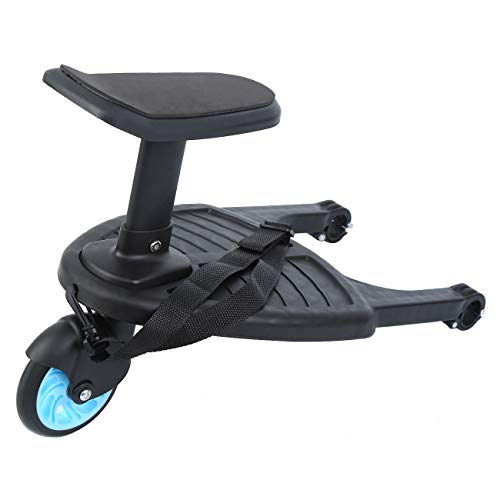 Honhill Mini Buggy Board con asiento Cochecito para el Segundo niño Pedal Auxiliar Conector extraíble Asiento y montaje (azul)